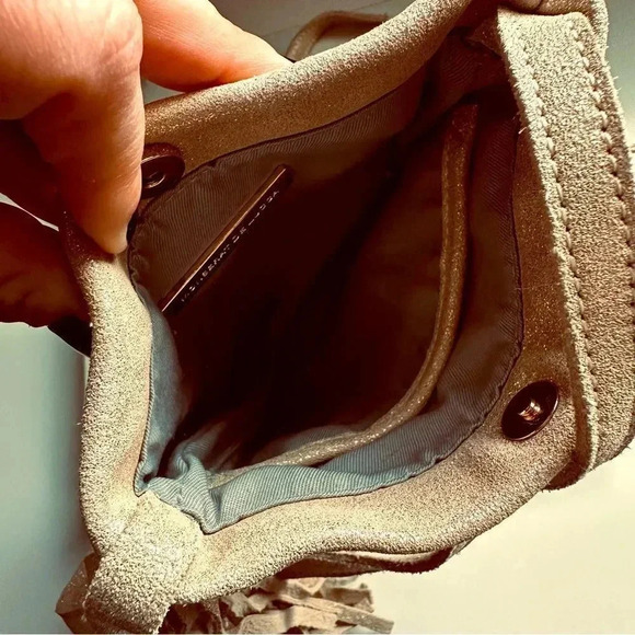 Monserat De Lucca Lola Shimmer Gold Suede Fringed Crossbody Bag - Picture 9 of 9